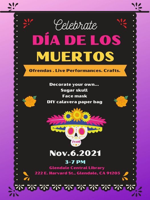 Dia de los Muertos Flyer of Events