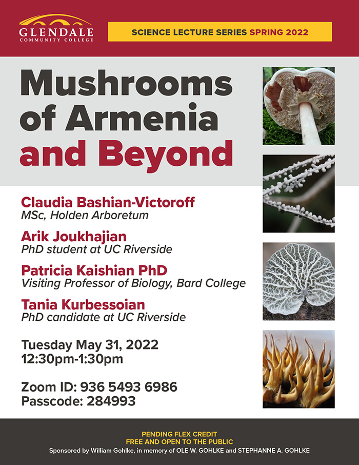 Science Lecture Series on Mushrooms of Armenia and Beyond flyer