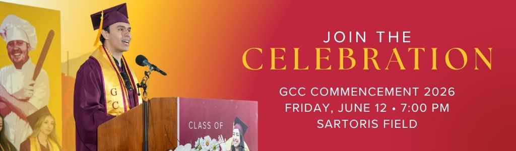 Join the celebration GCC Commencement 2026 Friday, June 12 7 pm Sartoris Field